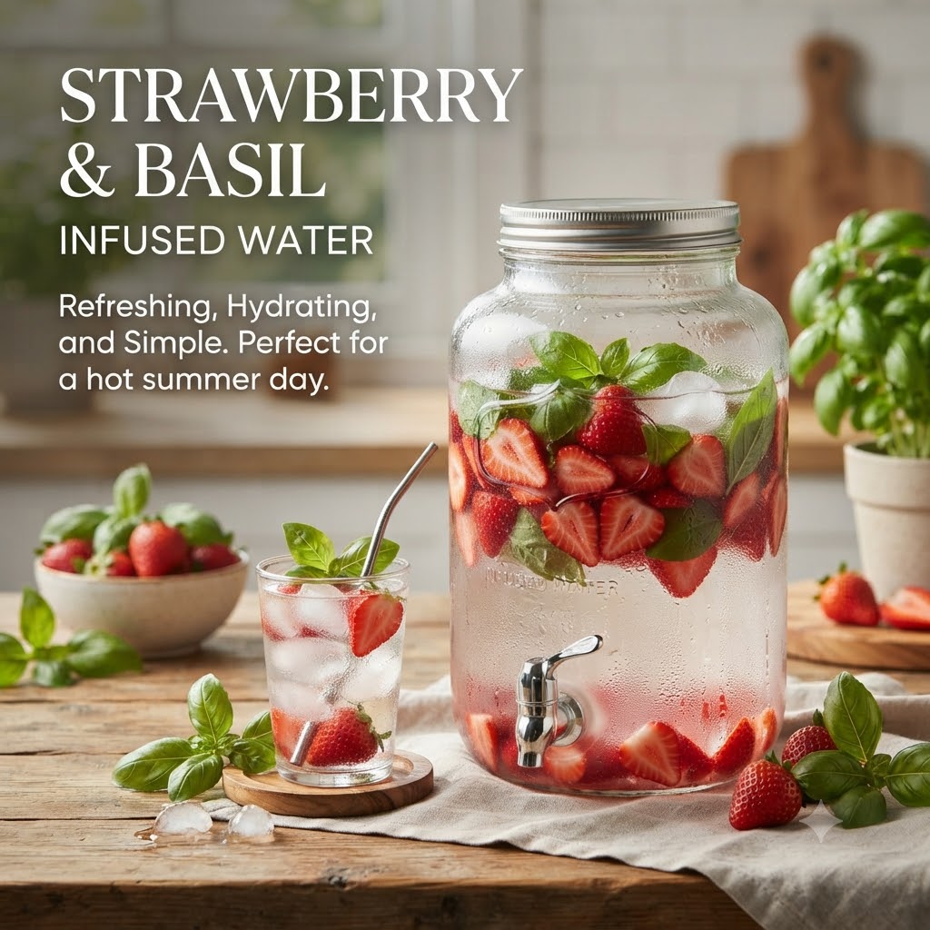 Strawberry & Basil Infused Water